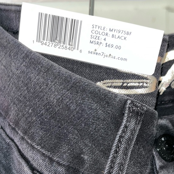 Seven7 Distressed Black Tummy Control Skinny Jeans Size 4 - Picture 4 of 7